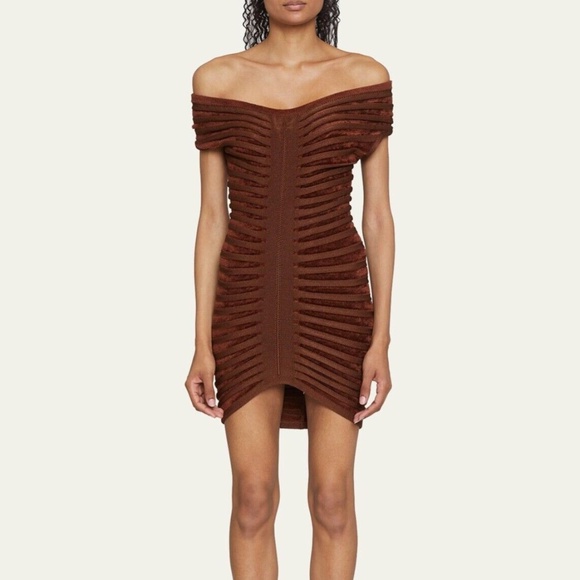 Alaia Dresses & Skirts - NEW ALAÏA Off-shoulder minidress Brown SIZE 34/2